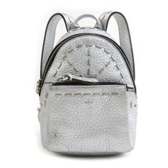 Fendi bag charm pouch in leather metal and silver for men women 7AR471.76A ...